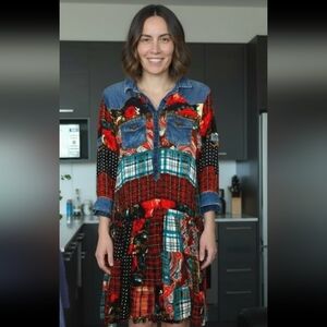 Studio F Drop Waist Patchwork Dress S